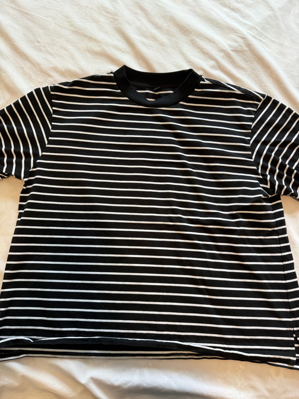 Uniqlo AIRism Black & White Striped Crewneck T‑Shirt - women’s Casual Tee
